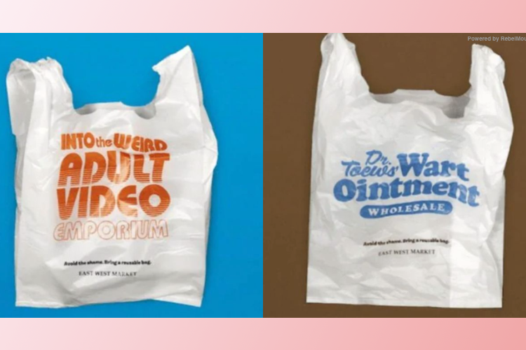 Canadese plastic tassen met genante teksten