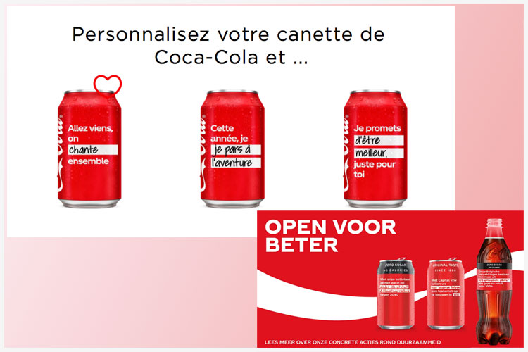 Coca-Cola des canettes assorties de bonnes résolutions