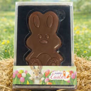 Chocolade Paashaas met bedrukte wikkel