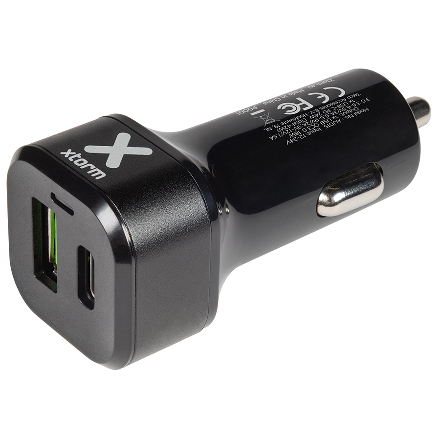 AU015 Xtorm Power Car-Plug USBC 24W PD+USB QC 3.0 ports
